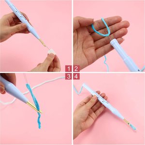 Juego de herramientas de ganchillo para tejer DIY con mango mágico, aguja de perforación de plástico cuadrada elegante, bordado de 3mm de espesor - Product Image 5