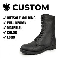 Bottes tactiques en cuir noir pour hommes, à lacets, avec double couche supérieure, œillets et semelle en caoutchouc à chevrons, vente directe d'usine