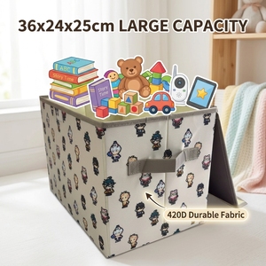 Boonest Coffre <span class=keywords><strong>de</strong></span> <span class=keywords><strong>rangement</strong></span> pour jouets en tissu Oxford 420D avec couvercle intégré, panneau gris <span class=keywords><strong>de</strong></span> 2,0 mm d'épaisseur, pliable, pour la <span class=keywords><strong>salle</strong></span> <span class=keywords><strong>de</strong></span> jeux des enfants - Product Image 3
