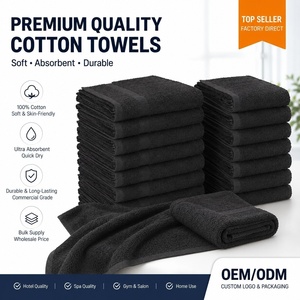 Toallas de Algodón 100% Gruesas y Absorbentes para Gimnasio, Belleza, Spa, Cuidado del Cabello en Casa, Color Gris y Negro, para Salón de Belleza - Product Image 1