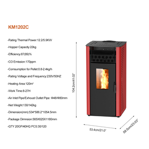 KM1202C <span class=keywords><strong>Chauffage</strong></span> <span class=keywords><strong>central</strong></span> en acier au design moderne 12,2 kw Alimentation automatique de style européen Contrôle WIFI Poêle <span class=keywords><strong>à</strong></span> <span class=keywords><strong>granulés</strong></span> de bois Cheminée - Product Image 3
