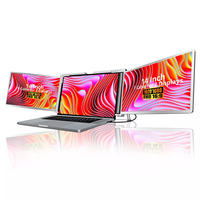 High Quality 14'' IPS Triple Monitor for 13.3 -17.3 Inch Laptop Screen Extender Dual Monitor Only One Cable Connect