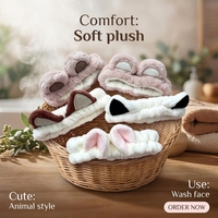 Serre-tête en flanelle douce et confortable avec oreilles d'animaux mignonnes, antidérapant et élastique, idéal pour le maquillage et le spa, couleur personnalisable