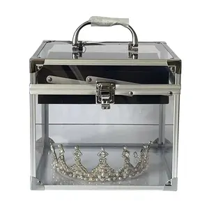 Custodia portaoggetti da viaggio in lega di alluminio per portagioie Tiara custodie per corone da spettacolo con vassoio a fascia