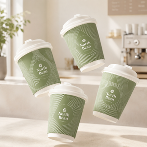 แก้วกาแฟกระดาษย่อยสลายได้พร้อมฝาปิด 8 ออนซ์ 12 ออนซ์  แบบกำหนดโลโก้ได้  ขายส่งสำหรับร้านกาแฟ - Product Image 1