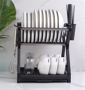 Custom logo Dish <strong>Drying</strong> <strong>Rack</strong> with Drainboard Drainer <strong>Wall</strong>-<strong>hung</strong> Type Kitchen Light Duty Countertop Utensil Organizer Storage - Product Image 4