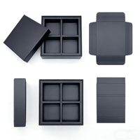 Boîte à chocolat noire de luxe personnalisée avec revêtement doux au toucher, laminage mat, séparateur rigide, aimant décoratif en carton