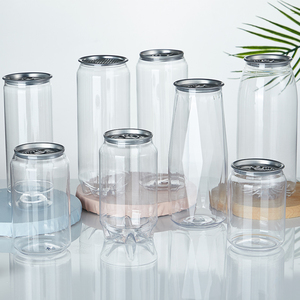 Custom Disposable Transparent Plastic <b>Can</b> For Juice Soda <b>Coffee</b> Drinking Empty PET <b>Can</b> With Aluminum Lid - Product Image 6