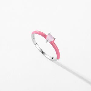 925 серебряные повседневные аксессуары изысканные ювелирные изделия Новый Дизайн Розовая эмаль кольцо модное сердце Кристалл Обещание Кольца для женщин - Product Image 4
