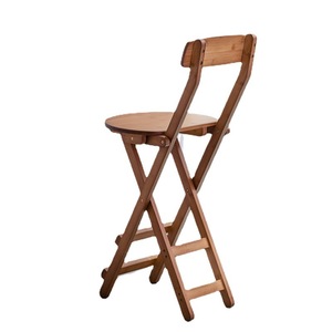 <b>Folding</b> Bar <b>Stool</b> Solid Wood With Backrest Durable Home Use Modern Minimalist Style - Product Image 5