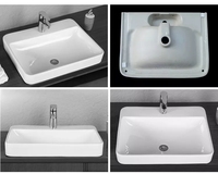 Lavabo de comptoir en céramique de porcelaine moderne pour meuble, finition blanc pur, écologique et résistant à l'eau