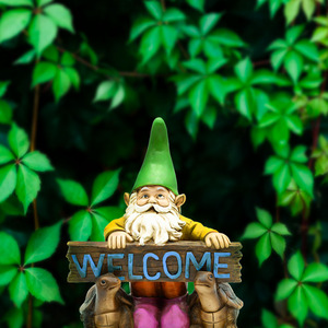 Polyresin souriant grand-père <span class=keywords><strong>jardin</strong></span> nain tenant une pancarte <span class=keywords><strong>de</strong></span> bienvenue - Product Image 6