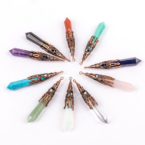 2025 cristal Rose Quartz opale Agate oeil de tigre Unakite améthyste cône hexagonal point de guérison Chakra Stont <span class=keywords><strong>pendule</strong></span> - Product Image 5