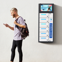 Y2 Power ZEN Pro, Casillero de Carga para Teléfonos Móviles de 6 Compartimentos, para Montaje en Pared Exterior, con Pantalla Publicitaria, Estación de Carga Impermeable para Exteriores