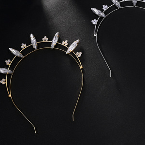 Serre-tête élégant en cuivre double couche avec strass, accessoires de mariage pour mariée - Product Image 2