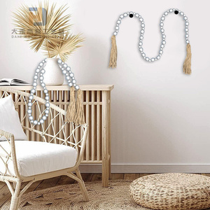 Guirnalda de cuentas de <span class=keywords><strong>madera</strong></span> lisa de Color plateado recubierto con borlas artesanías para decoraciones navideñas decoración del hogar adornos colgantes de pared - Product Image 6