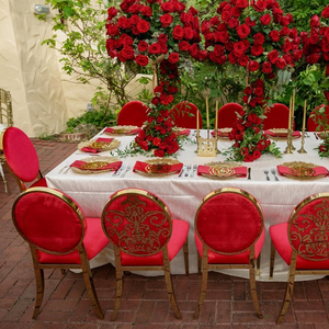Bộ bàn ghế sự kiện tiệc cưới sang trọng cao cấp VIP màu đỏ nhung thiết kế mới bán buôn - Product Image 3