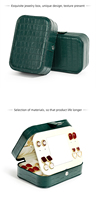 Organisateur de rangement en cuir vert de luxe Boîte à bijoux de voyage écologique pour bagues Organisateur de bijoux en cuir miroir