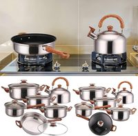 Ensemble de casseroles à induction à poignée Stay-Cool avec couvercles compatibles avec les repas de famille Batterie de cuisine à induction en acier inoxydable 12 pièces