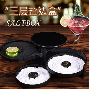 Boîte à sel et sucre à trois niveaux en verre Hiromi, accessoire de bar réutilisable pour cocktails et margaritas - Product Image 3