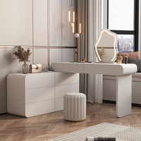 Table de maquillage intégrée style crème minimaliste nordique avec armoire de rangement pour chambre principale