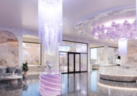 Vitrine de présentation de bijoux en marbre avec éclairage LED, design intérieur de magasin de bijoux de luxe, écologique