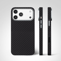 Étui de luxe pour iPhone en fibre d'aramide, antichoc, protection arrière, compatible avec la charge sans fil, design à texture damier, OEM ODM, vente en gros