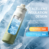 Bouteille d'eau isotherme 2-en-1 de 32 oz avec compartiment de rangement caché au fond pour les compléments protéinés et les collations