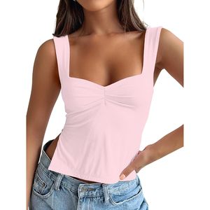 Personnalisé Taille Unique Reine Femmes D'été Crop Tops Mignon Dos Nu Débardeurs pour Les Adolescents De Base Respirant Tricoté Vêtements Style Y2K - Product Image 1