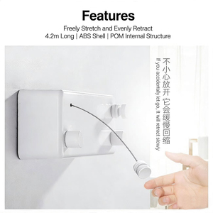 <span class=keywords><strong>Tendedero</strong></span> Retráctil de Acero Inoxidable para Balcón, Resistente, Montado en la Pared, Extensible - Product Image 5