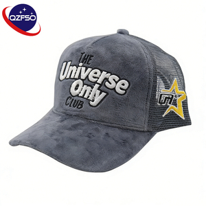 Gorra de béisbol deportiva QZFSO personalizada de tela de gamuza para hombre, gorra de 5 paneles con bordado 3D, gorra trucker para el sol - Product Image 1