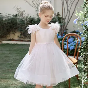 Custom-Made Summer Tulle Dress For 2-14 Year Old Girls Baby Pink Ball Gown Tutu Dresses For Children's Parties