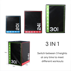 Caja Pliométrica de PVC y Algodón con Absorción de Impactos, 3 Niveles, Plataforma de Ejercicio para Salto Vertical, Entrenamiento de Triple Altura, Fitness en Casa - Product Image 3