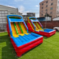 Nouveau toboggan aquatique et à sec 2 en 1 Leap, qualité commerciale, PVC, double piste, gonflable pour tous les âges