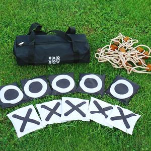 Jeu de Morpion Géant <span class=keywords><strong>en</strong></span> <span class=keywords><strong>Bois</strong></span> pour Jardin, d'Extérieur, Pièces X et O avec Plateau de Jeu <span class=keywords><strong>en</strong></span> Corde pour Enfants - Product Image 3