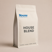 YOUYI Sachet à café à fond plat avec valve de dégazage unidirectionnelle, haute qualité alimentaire, en aluminium, opaque, résistant à l'humidité, refermable