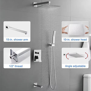 Système <span class=keywords><strong>de</strong></span> douche à effet pluie 3 voies en acier inoxydable SUS304 dissimulé <span class=keywords><strong>de</strong></span> 8, 10 et 12 pouces avec douchette haute pression pour projets hôteliers <span class=keywords><strong>de</strong></span> luxe - Product Image 2