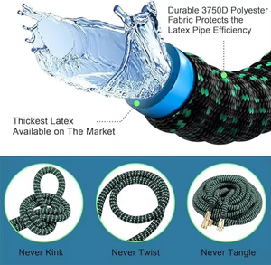 Ensemble de tuyau d'arrosage extensible léger haute pression 30m/50ft-100ft flexible conforme à la norme ANSI pour l'irrigation des jardins - Product Image 3
