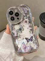 Coque de téléphone rétro motif papillon et journal pour iPhone 16 15 17 18 Pro Max, coque arrière électroplaquée à motif crème