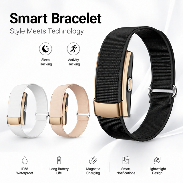 Smart Bracelet Watch Fitness Health Pressure Monitoring Activity Sleep Tracking Remote Control Long Lasting IP68 Waterproof Pure