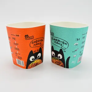 Eco-Vriendelijke Vierkante Vorm Papier Soep Cup Instant Noodle Cup Hot Voedsel Verpakking