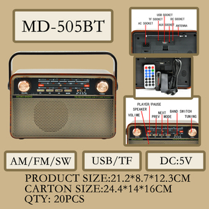 MD-505BT Eletree Radio rétro vintage portable de grande taille avec <span class=keywords><strong>antenne</strong></span> artisanale pour usage domestique, son stéréo haute fidélité AM <span class=keywords><strong>FM</strong></span> SW - Product Image 6