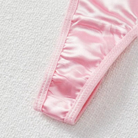 Culottes sexy japonaises Kawaii en satin rose avec grand nœud pour femme, lingerie mignonne pour fille