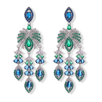 Pendientes de Borla para Mujer, Estilo Europeo Americano, Coloridos, con Diseño de Gota de Agua de Zirconia, Joyería de Lujo para Bodas