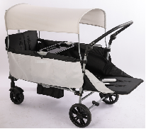 Carrito <span class=keywords><strong>Plegable</strong></span> Purorigin de 4 Ruedas con Estructura de Acero para Transportar Gemelos, Bebés y Niños Pequeños, Carrito de Arrastre para Exteriores - Product Image 3