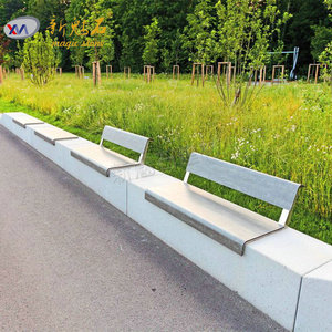 Nuevos Materiales de Construcción en Piedra, Banco de Terrazo GRC para Exteriores, Asiento para Parque, Blanco Gris, Personalizable, Impermeable, Duradero, Banco para Paisajismo - Product Image 1
