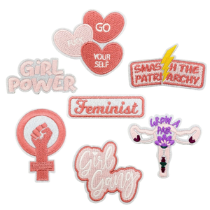 Juego de parches bordados de hierro <span class=keywords><strong>feminista</strong></span> Girl Power Quote Applique Badge para chaqueta, bolso, sombrero, decoración DIY - Product Image 1