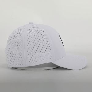 Gorra Deportiva Blanca de 6 Paneles Personalizada con Perforaciones Láser, Gorra de Béisbol Bordada Impermeable para Hombre - Product Image 4