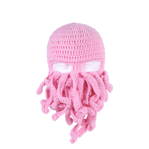 Chapeau de <span class=keywords><strong>ski</strong></span> et de snowboard en tricot pour homme et <span class=keywords><strong>femme</strong></span>, <span class=keywords><strong>masque</strong></span> facial amusant, costume d'Halloween, chapeau d'hiver, bonnet pieuvre - Product Image 4