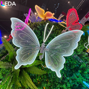 LEDA Transparent warm white light <b>wall</b> <b>mounted</b> RGB automatic opening and closing butterfly landscape decoration - Product Image 2